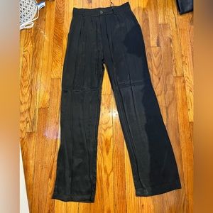 Black Satin High Waisted Trousers